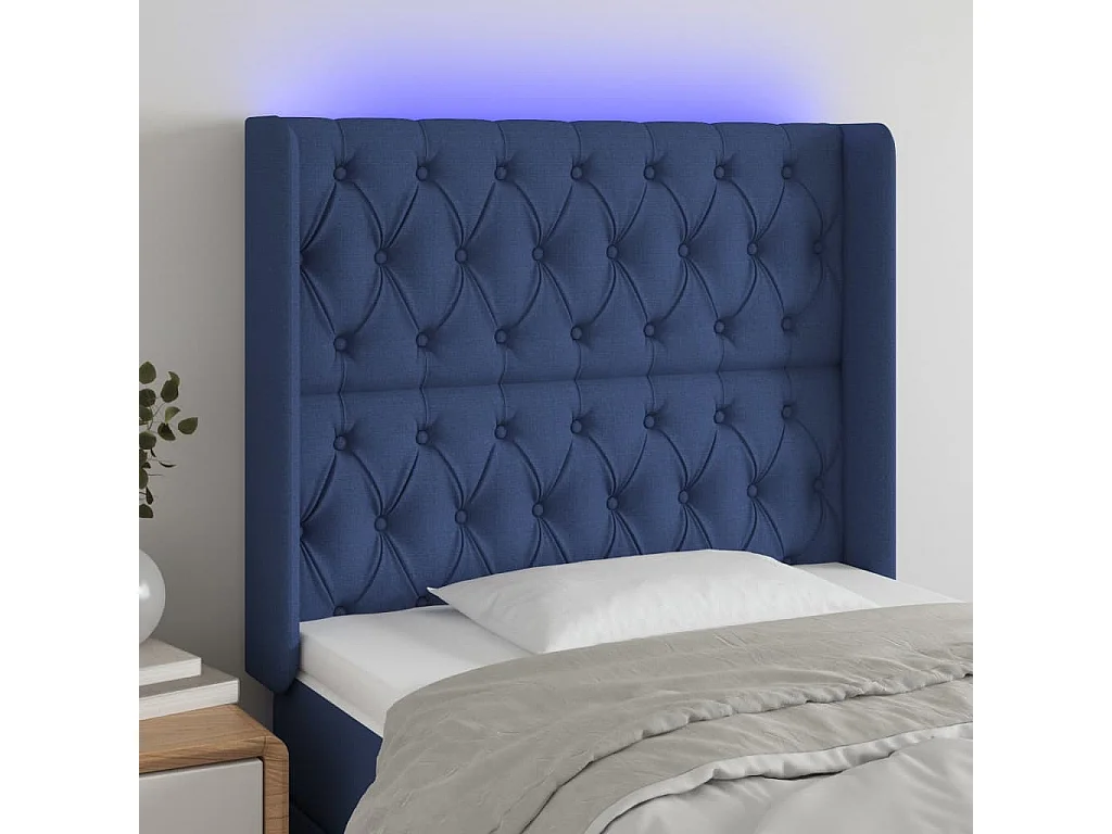 Hoofdbord | Hoofdeinde LED 103x16x118/128 cm stof blauw