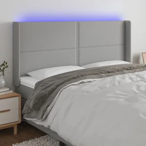 Hoofdbord | Hoofdeinde LED 183x16x118/128 cm stof lichtgrijs Hoofdbord | Hoofdeinde LED 183x16x118/128 cm stof lichtgrijs
