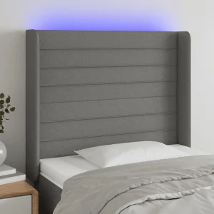 Hoofdbord | Hoofdeinde LED 103x16x118/128 cm stof donkergrijs Hoofdbord | Hoofdeinde LED 103x16x118/128 cm stof donkergrijs