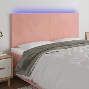 Hoofdbord | Hoofdeinde LED 160x5x118/128 cm fluweel roze Hoofdbord | Hoofdeinde LED 160x5x118/128 cm fluweel roze