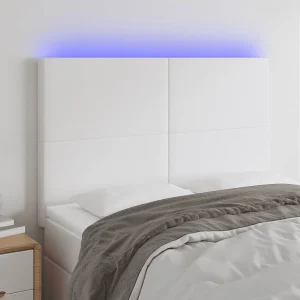 Hoofdbord | Hoofdeinde LED 144x5x118/128 cm kunstleer wit Hoofdbord | Hoofdeinde LED 144x5x118/128 cm kunstleer wit