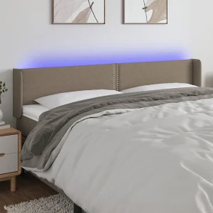 Hoofdbord | Hoofdeinde LED 183x16x78/88 cm stof taupe