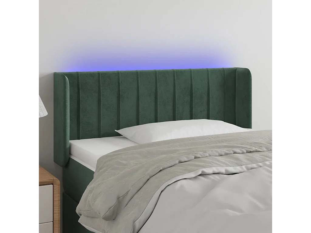 Hoofdbord | Hoofdeinde LED 83x16x78/88 cm fluweel donkergroen