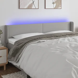 Hoofdbord | Hoofdeinde LED 183x16x78/88 cm stof lichtgrijs