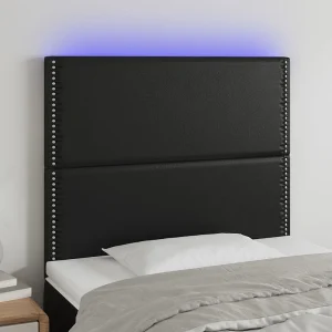 Hoofdbord | Hoofdeinde LED 100x5x118/128 cm kunstleer zwart Hoofdbord | Hoofdeinde LED 100x5x118/128 cm kunstleer zwart