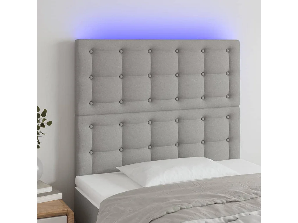 Hoofdbord | Hoofdeinde LED 90x5x118/128 cm stof lichtgrijs