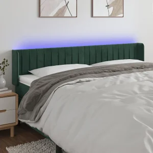 Hoofdbord | Hoofdeinde LED 203x16x78/88 cm fluweel donkergroen Hoofdbord | Hoofdeinde LED 203x16x78/88 cm fluweel donkergroen