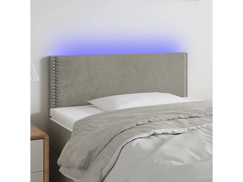 Hoofdbord | Hoofdeinde LED 100x5x78/88 cm fluweel lichtgrijs
