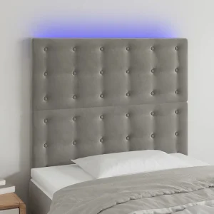 Hoofdbord | Hoofdeinde LED 100x5x118/128 cm fluweel lichtgrijs
