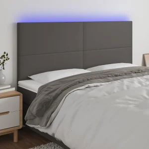 Hoofdbord | Hoofdeinde LED 200x5x118/128 cm kunstleer grijs