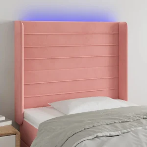 Hoofdbord | Hoofdeinde LED 93x16x118/128 cm fluweel roze Hoofdbord | Hoofdeinde LED 93x16x118/128 cm fluweel roze