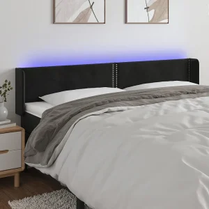 Hoofdbord | Hoofdeinde LED 183x16x78/88 cm fluweel zwart