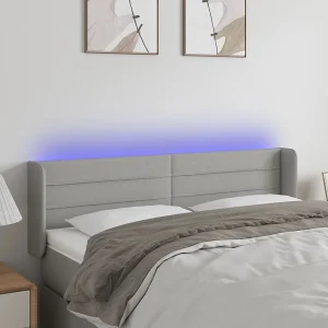 Hoofdbord | Hoofdeinde LED 147x16x78/88 cm stof lichtgrijs Hoofdbord | Hoofdeinde LED 147x16x78/88 cm stof lichtgrijs