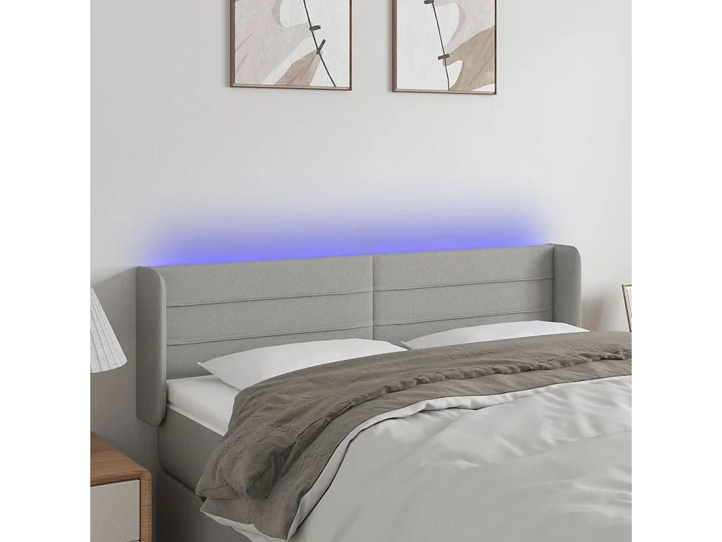 Hoofdbord | Hoofdeinde LED 147x16x78/88 cm stof lichtgrijs