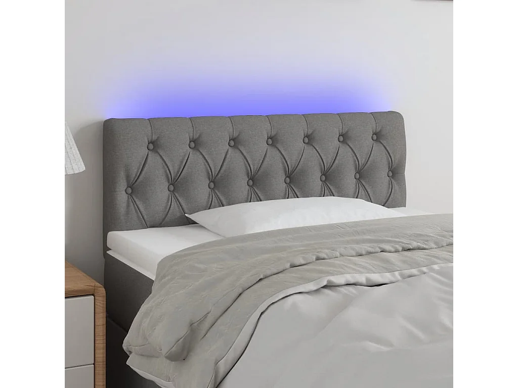 Hoofdbord | Hoofdeinde LED 90x7x78/88 cm stof donkergrijs
