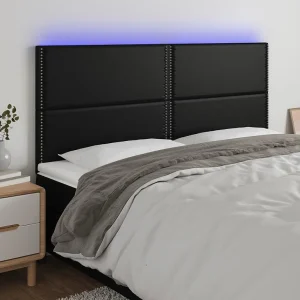 Hoofdbord | Hoofdeinde LED 180x5x118/128 cm kunstleer zwart Hoofdbord | Hoofdeinde LED 180x5x118/128 cm kunstleer zwart