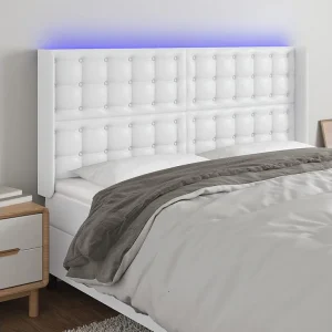 Hoofdbord | Hoofdeinde LED 183x16x118/128 cm kunstleer wit