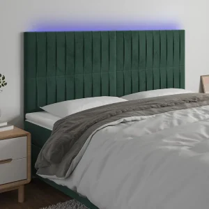 Hoofdbord | Hoofdeinde LED 160x5x118/128 cm fluweel donkergroen Hoofdbord | Hoofdeinde LED 160x5x118/128 cm fluweel donkergroen
