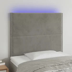 Hoofdbord | Hoofdeinde LED 100x5x118/128 cm fluweel lichtgrijs