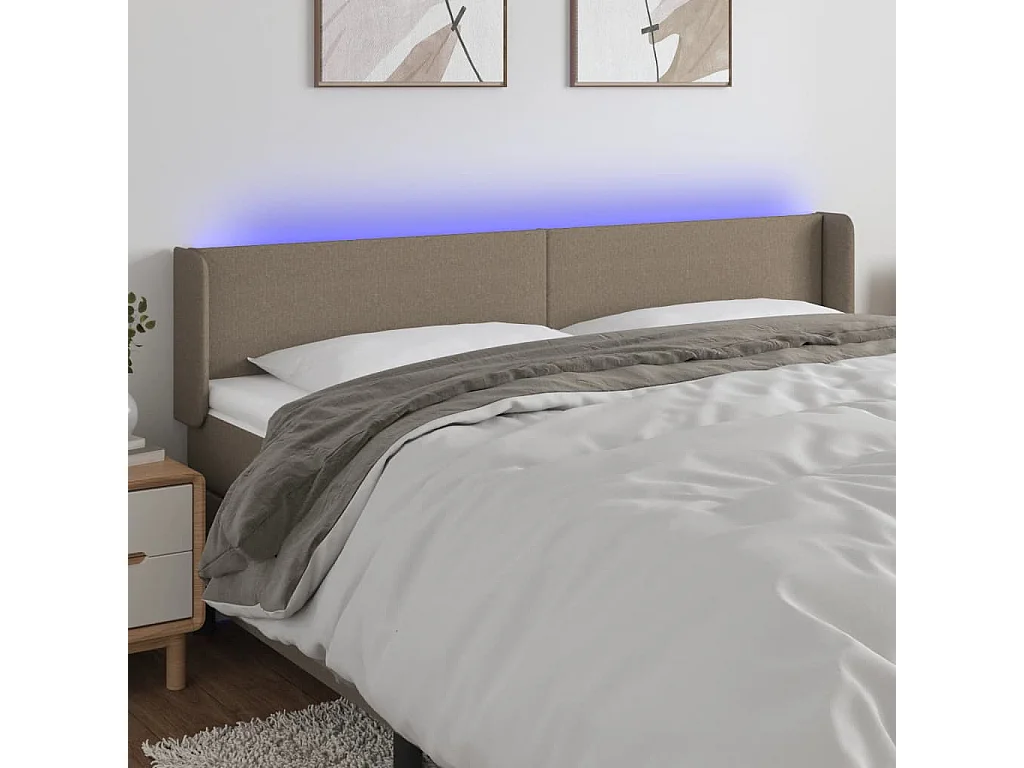 Hoofdbord | Hoofdeinde LED 163x16x78/88 cm stof taupe