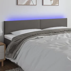 Hoofdbord | Hoofdeinde LED 180x5x78/88 cm kunstleer grijs Hoofdbord | Hoofdeinde LED 180x5x78/88 cm kunstleer grijs