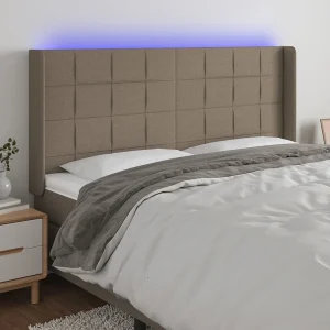 Hoofdbord | Hoofdeinde LED 203x16x118/128 cm stof taupe
