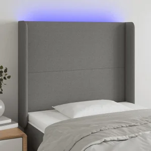 Hoofdbord | Hoofdeinde LED 83x16x118/128 cm stof donkergrijs
