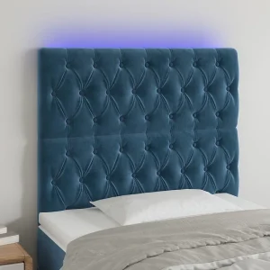 Hoofdbord | Hoofdeinde LED 100x7x118/128 cm fluweel donkerblauw Hoofdbord | Hoofdeinde LED 100x7x118/128 cm fluweel donkerblauw