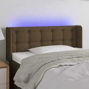Hoofdbord | Hoofdeinde LED 83x16x78/88 cm stof donkerbruin