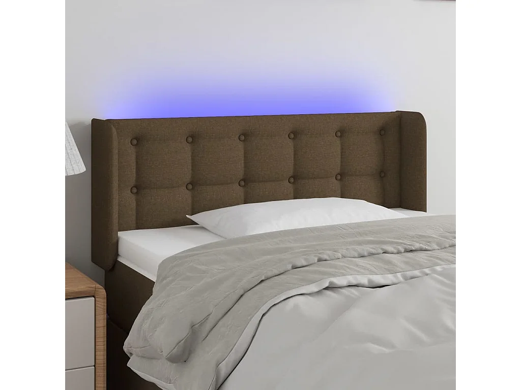 Hoofdbord | Hoofdeinde LED 83x16x78/88 cm stof donkerbruin