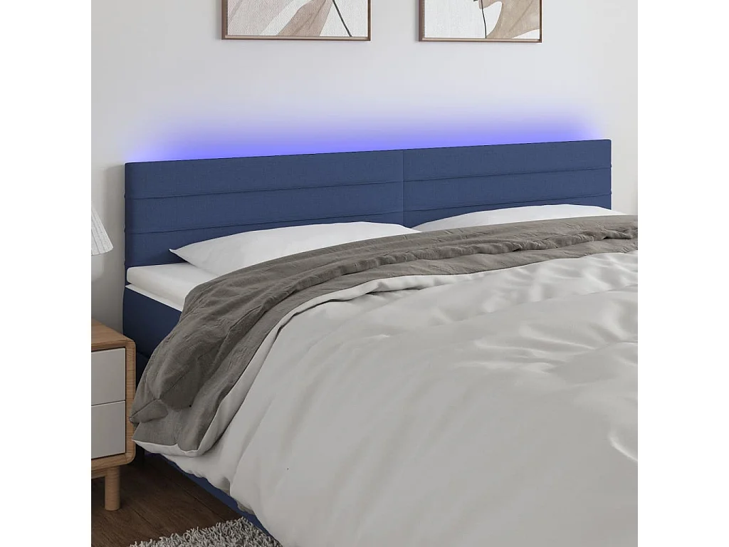 Hoofdbord | Hoofdeinde LED 200x5x78/88 cm stof blauw