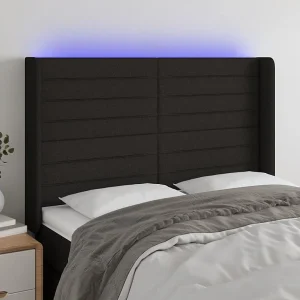 Hoofdbord | Hoofdeinde LED 147x16x118/128 cm stof zwart