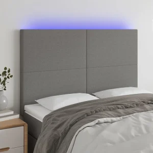 Hoofdbord | Hoofdeinde LED 144x5x118/128 cm stof donkergrijs Hoofdbord | Hoofdeinde LED 144x5x118/128 cm stof donkergrijs