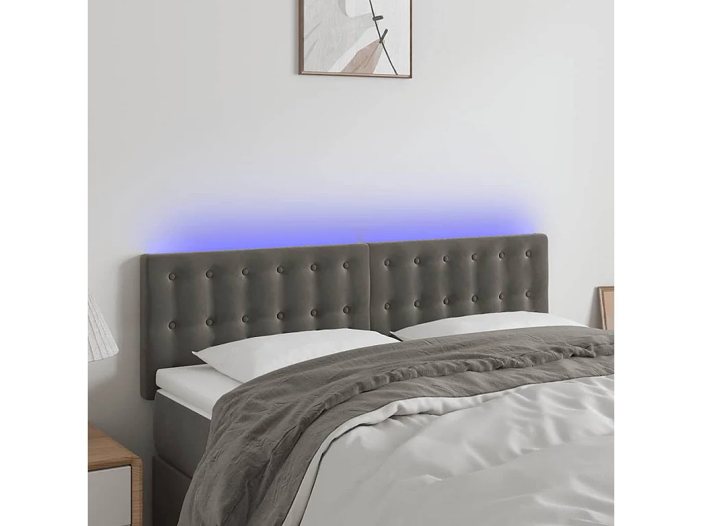 Hoofdbord | Hoofdeinde LED 144x5x78/88 cm fluweel donkergrijs