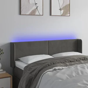 Hoofdbord | Hoofdeinde LED 147x16x78/88 cm fluweel donkergrijs