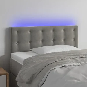 Hoofdbord | Hoofdeinde LED 90x5x78/88 cm fluweel lichtgrijs Hoofdbord | Hoofdeinde LED 90x5x78/88 cm fluweel lichtgrijs