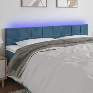 Hoofdbord | Hoofdeinde LED 200x5x78/88 cm fluweel donkerblauw