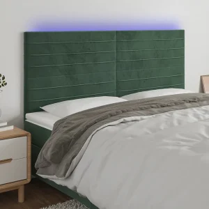 Hoofdbord | Hoofdeinde LED 180x5x118/128 cm fluweel donkergroen Hoofdbord | Hoofdeinde LED 180x5x118/128 cm fluweel donkergroen