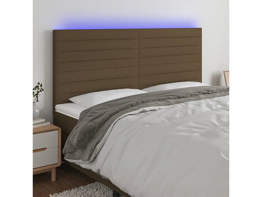 Hoofdbord | Hoofdeinde LED 200x5x118/128 cm stof donkerbruin