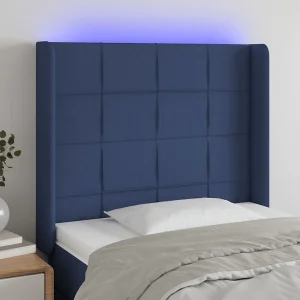 Hoofdbord | Hoofdeinde LED 103x16x118/128 cm stof blauw Hoofdbord | Hoofdeinde LED 103x16x118/128 cm stof blauw