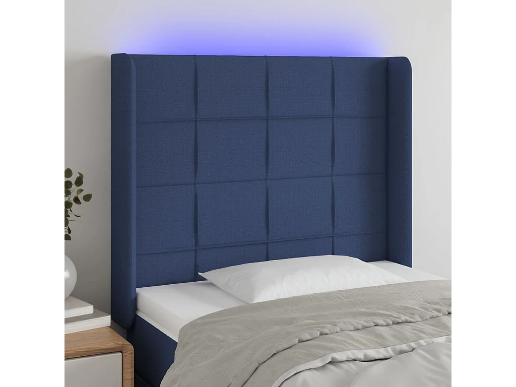 Hoofdbord | Hoofdeinde LED 103x16x118/128 cm stof blauw