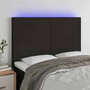 Hoofdbord | Hoofdeinde LED 144x5x118/128 cm stof zwart Hoofdbord | Hoofdeinde LED 144x5x118/128 cm stof zwart