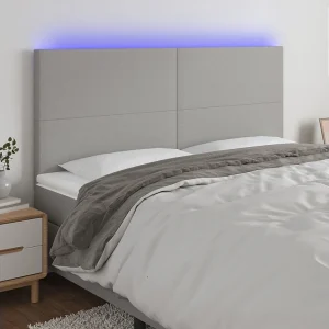 Hoofdbord | Hoofdeinde LED 160x5x118/128 cm stof lichtgrijs Hoofdbord | Hoofdeinde LED 160x5x118/128 cm stof lichtgrijs