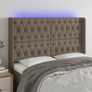 Hoofdbord | Hoofdeinde LED 147x16x118/128 cm stof taupe