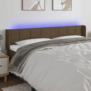Hoofdbord | Hoofdeinde LED 163x16x78/88 cm stof donkerbruin Hoofdbord | Hoofdeinde LED 163x16x78/88 cm stof donkerbruin