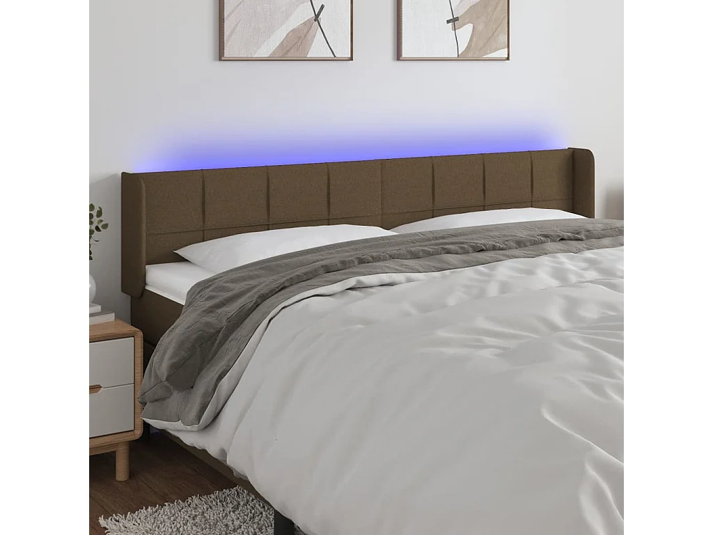 Hoofdbord | Hoofdeinde LED 163x16x78/88 cm stof donkerbruin