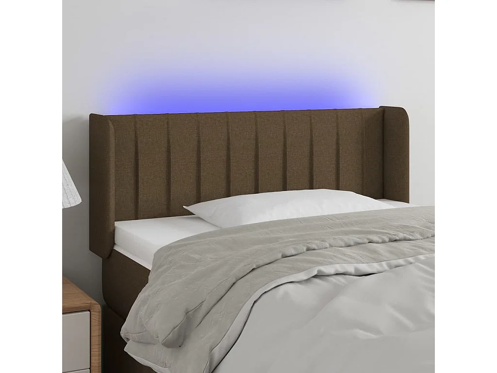 Hoofdbord | Hoofdeinde LED 93x16x78/88 cm stof donkerbruin