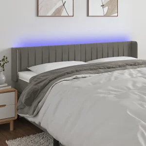 Hoofdbord | Hoofdeinde LED 163x16x78/88 cm fluweel lichtgrijs Hoofdbord | Hoofdeinde LED 163x16x78/88 cm fluweel lichtgrijs