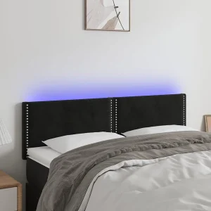 Hoofdbord | Hoofdeinde LED 144x5x78/88 cm fluweel zwart