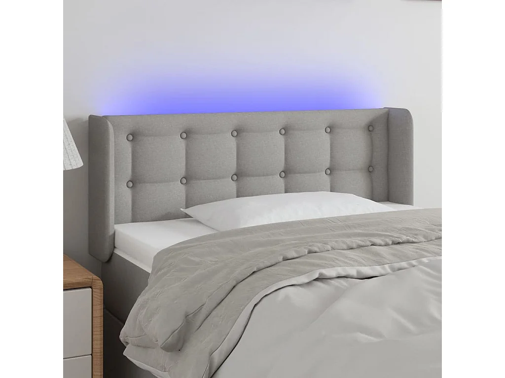 Hoofdbord | Hoofdeinde LED 93x16x78/88 cm stof lichtgrijs